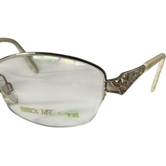 Jessica Mcclintock JMC 045 Eyeglasses Frame Women's Gold Metal Cat Eye 53-18-140 - Picture 3 of 11